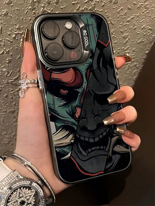 1Pc Black Anime Cartoon Pattern TPU Shockproof Phone Case Compatible with Iphone Apple 16, 15, 14, 13, 12, 11 Pro Max Waterproof Anti-Fall Scratch Resistant