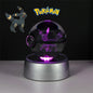 Pokemon 3D Crystal Ball Figure Toys Pokeball Mimikyu Bulbasaur Umbreon Pikachu Gengar Sprigatito Model with Led Light Base Dolls