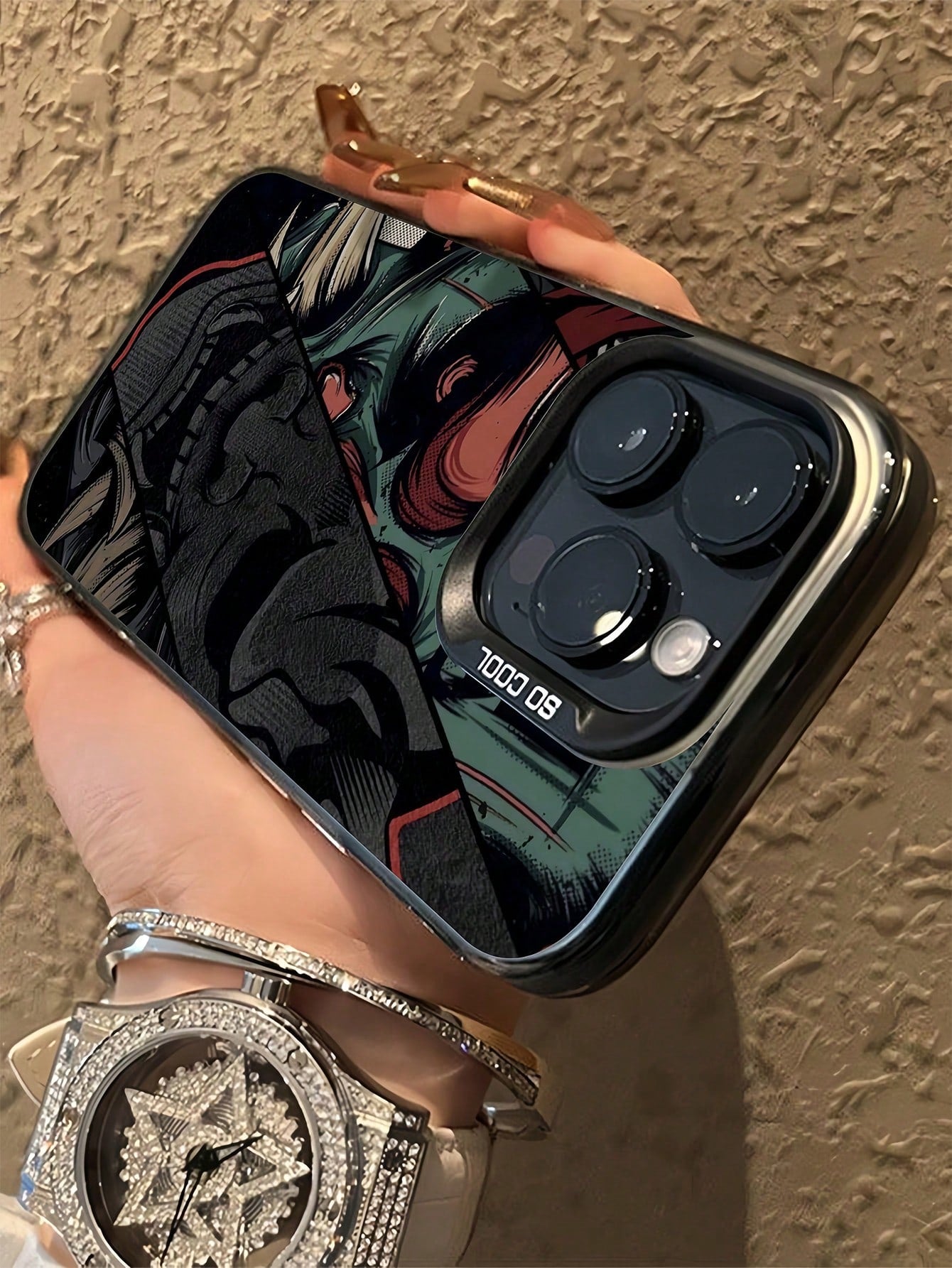 1Pc Black Anime Cartoon Pattern TPU Shockproof Phone Case Compatible with Iphone Apple 16, 15, 14, 13, 12, 11 Pro Max Waterproof Anti-Fall Scratch Resistant