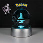 Pokemon 3D Crystal Ball Figure Toys Pokeball Mimikyu Bulbasaur Umbreon Pikachu Gengar Sprigatito Model with Led Light Base Dolls