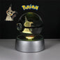Pokemon 3D Crystal Ball Figure Toys Pokeball Mimikyu Bulbasaur Umbreon Pikachu Gengar Sprigatito Model with Led Light Base Dolls