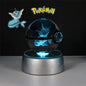 Pokemon 3D Crystal Ball Figure Toys Pokeball Mimikyu Bulbasaur Umbreon Pikachu Gengar Sprigatito Model with Led Light Base Dolls